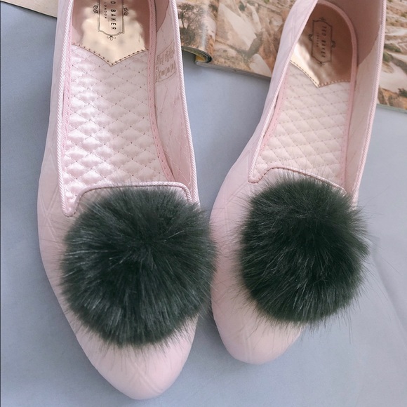 Pink Pom Pom Slipper Flats 